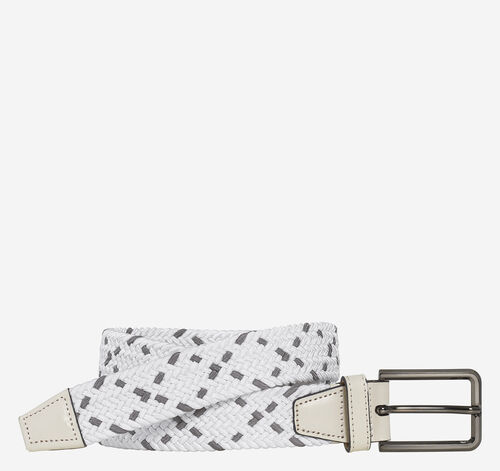 Woven Stretch-Knit Belt - White/Gray