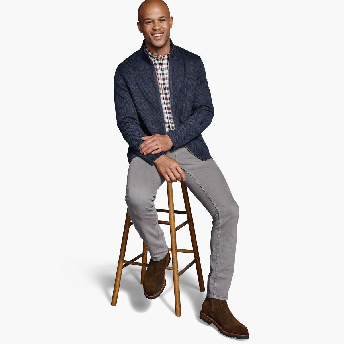 Ribbed Full Zip Sweater image number null