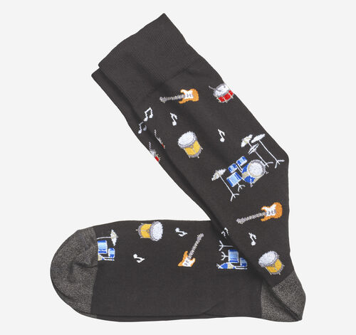 Novelty Socks - Black Guitars & Drums