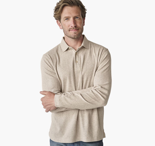 Quincy Ribbed Long-Sleeve Polo - Oatmeal