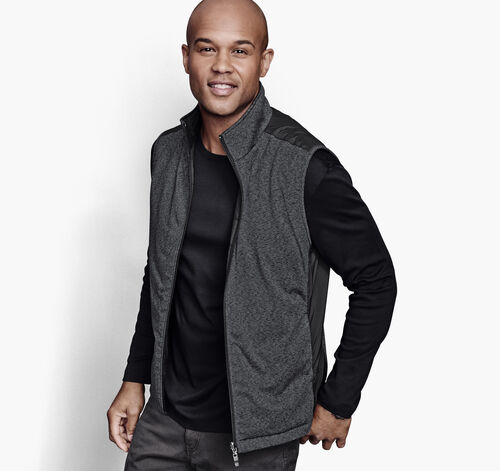 Johnston Murphy Men's Reversible Channel Quilted Hoodie