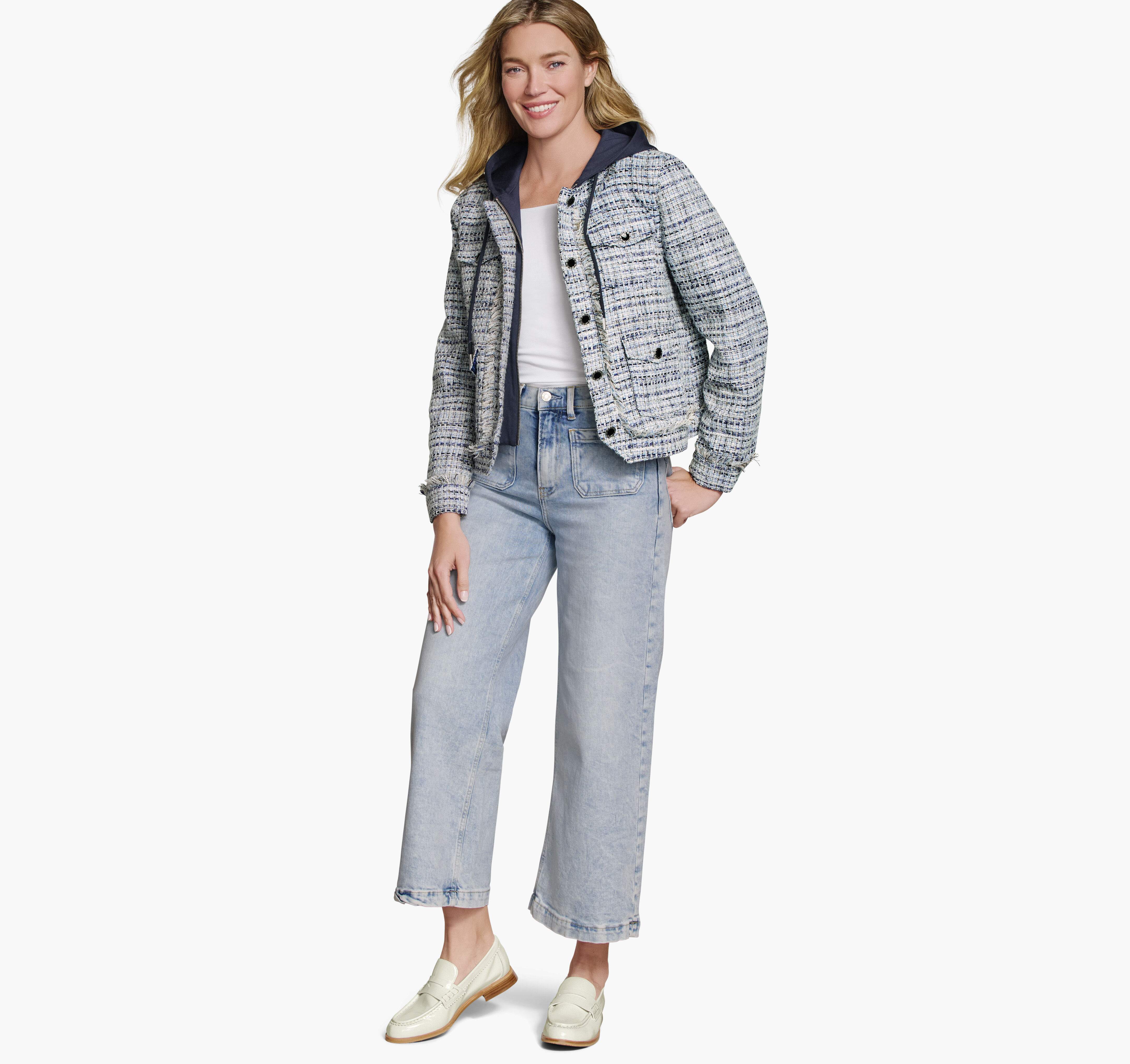 Tweed Jacket with Removable Hooded Bib