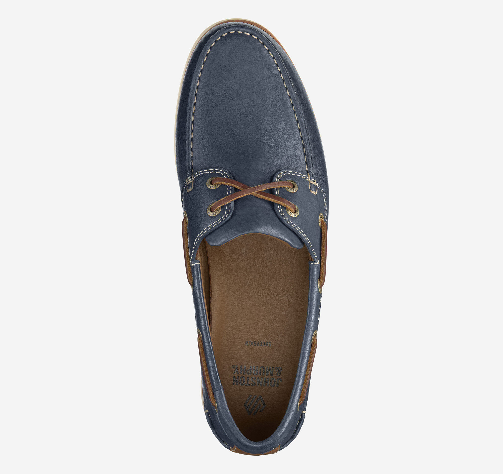 Men's Monaco 2-Eye Boat Shoe in Navy Glove Leather | Johnston & Murphy
