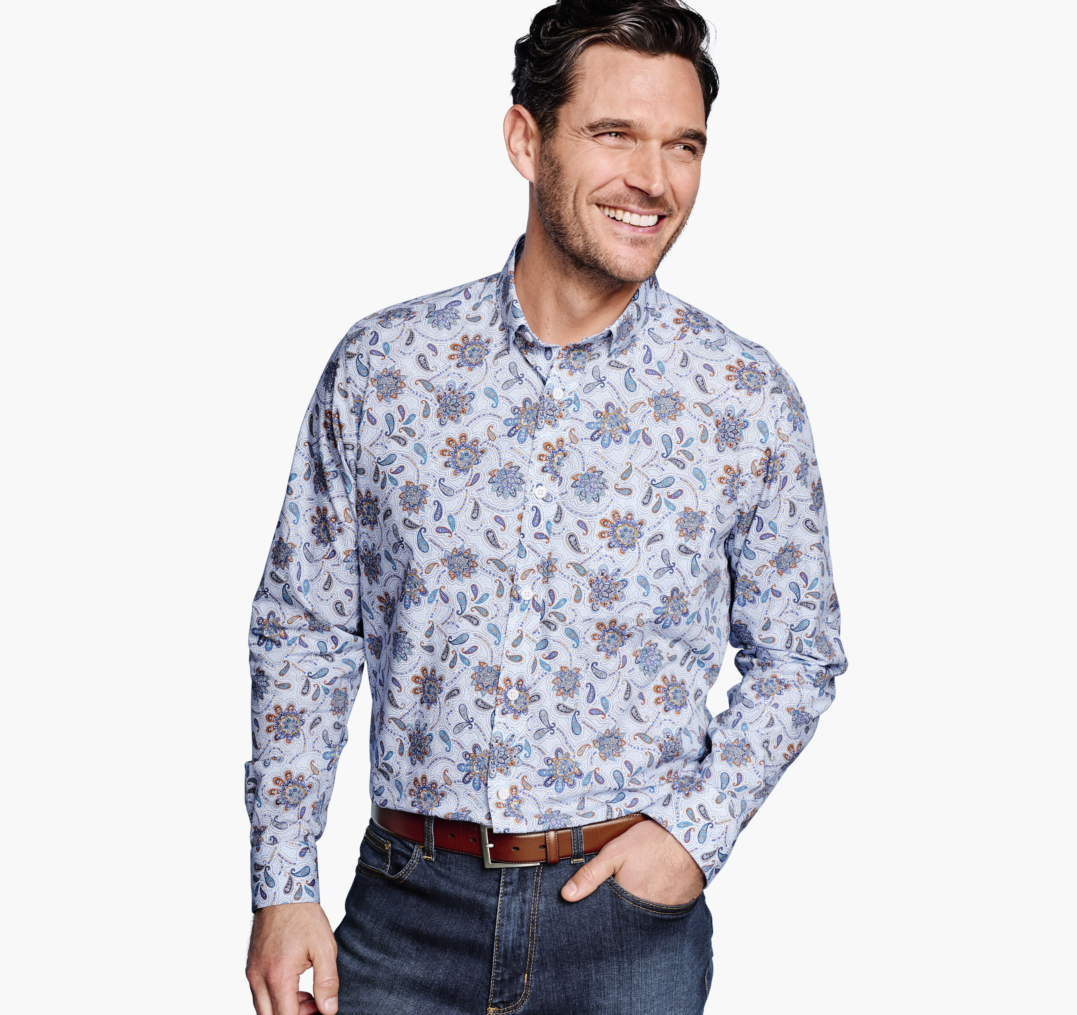 Men's Printed Cotton Shirt | Johnston & Murphy