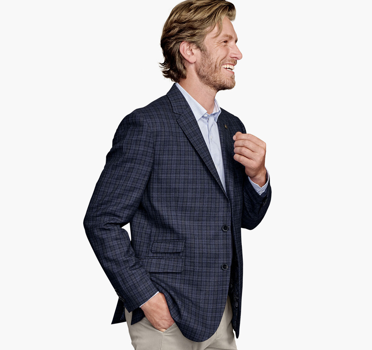 Multi-Line Plaid Dress Blazer image number null