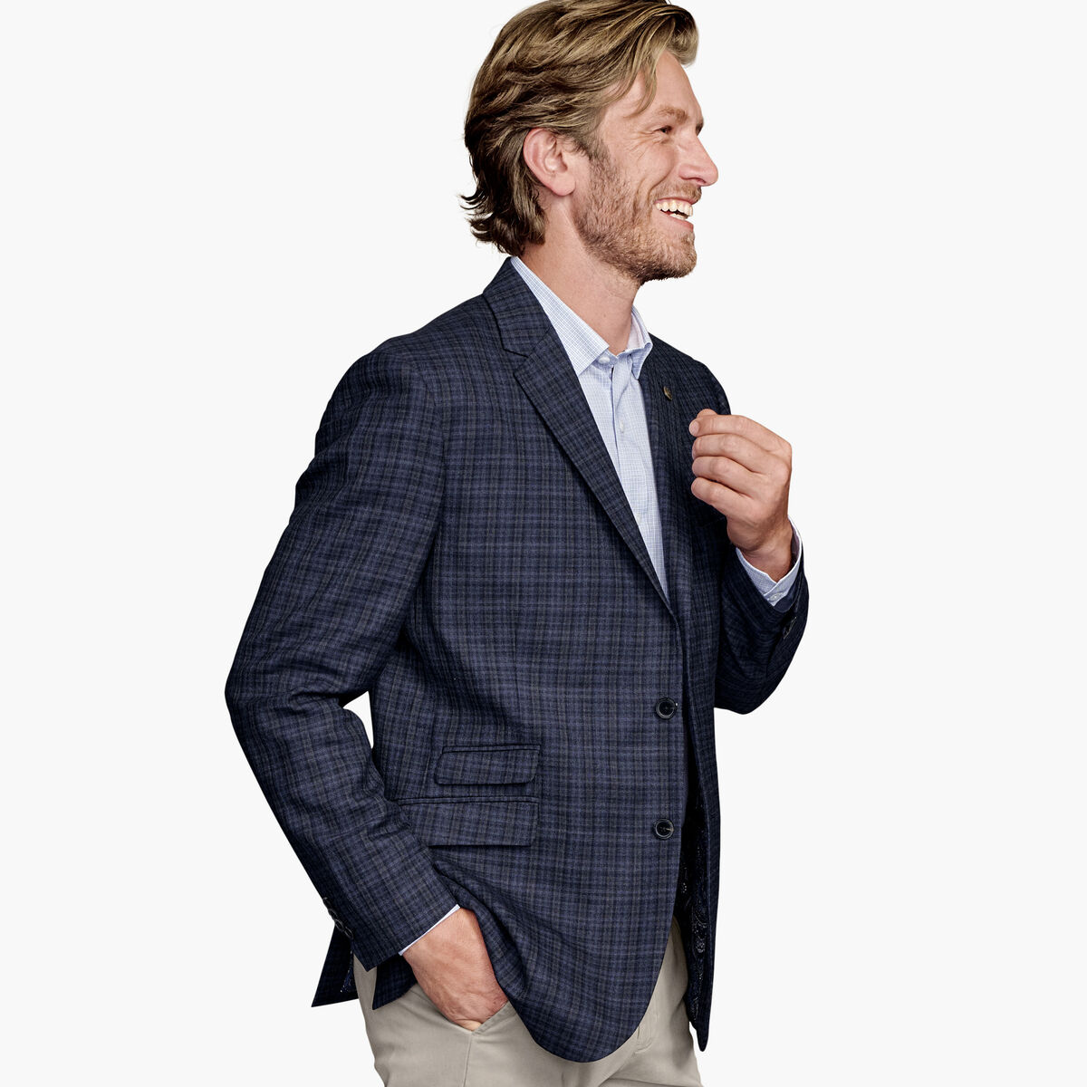 Multi-Line Plaid Dress Blazer image number null