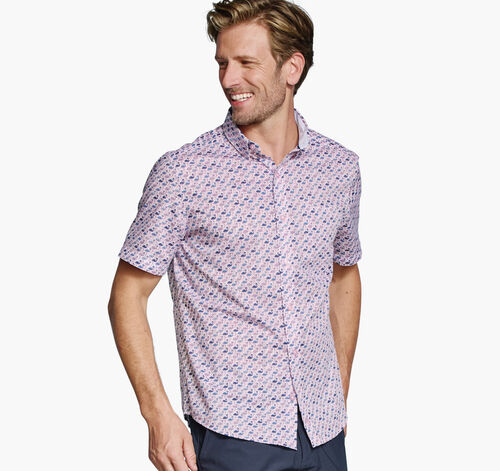 Logan Printed Short-Sleeve Shirt - Pink/Blue Flamingos