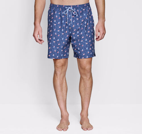Swim Shorts - Navy Multi Flamingo Print