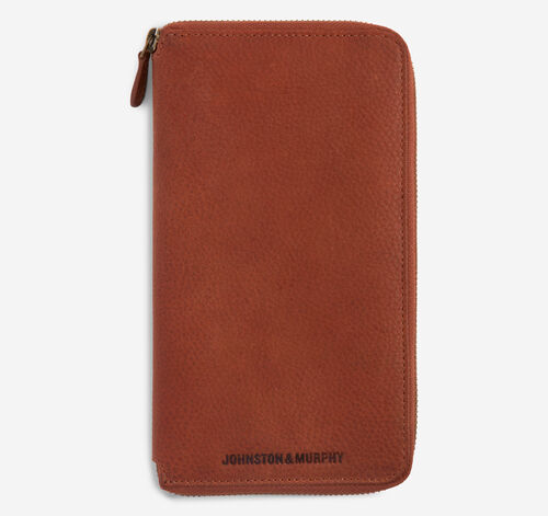 Pebbled Travel Wallet - Brown