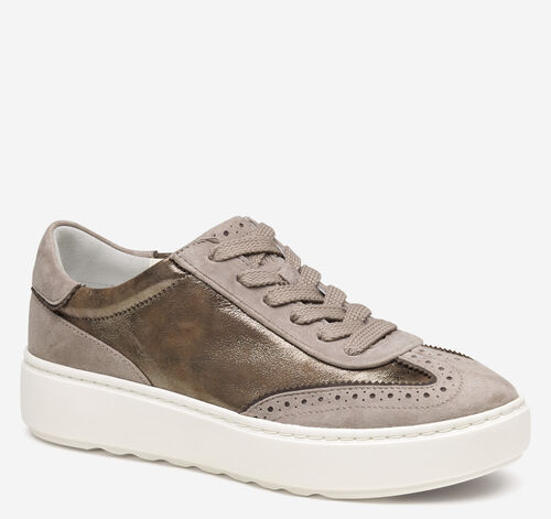 Cammie T-Toe Lace-Up - Taupe Metallic Italian Kid Suede/Kid Suede