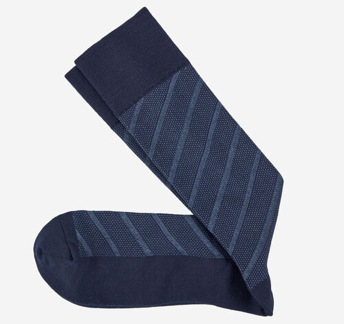 Patterned Dress Socks - Blue Diagonal Stripe Pindot
