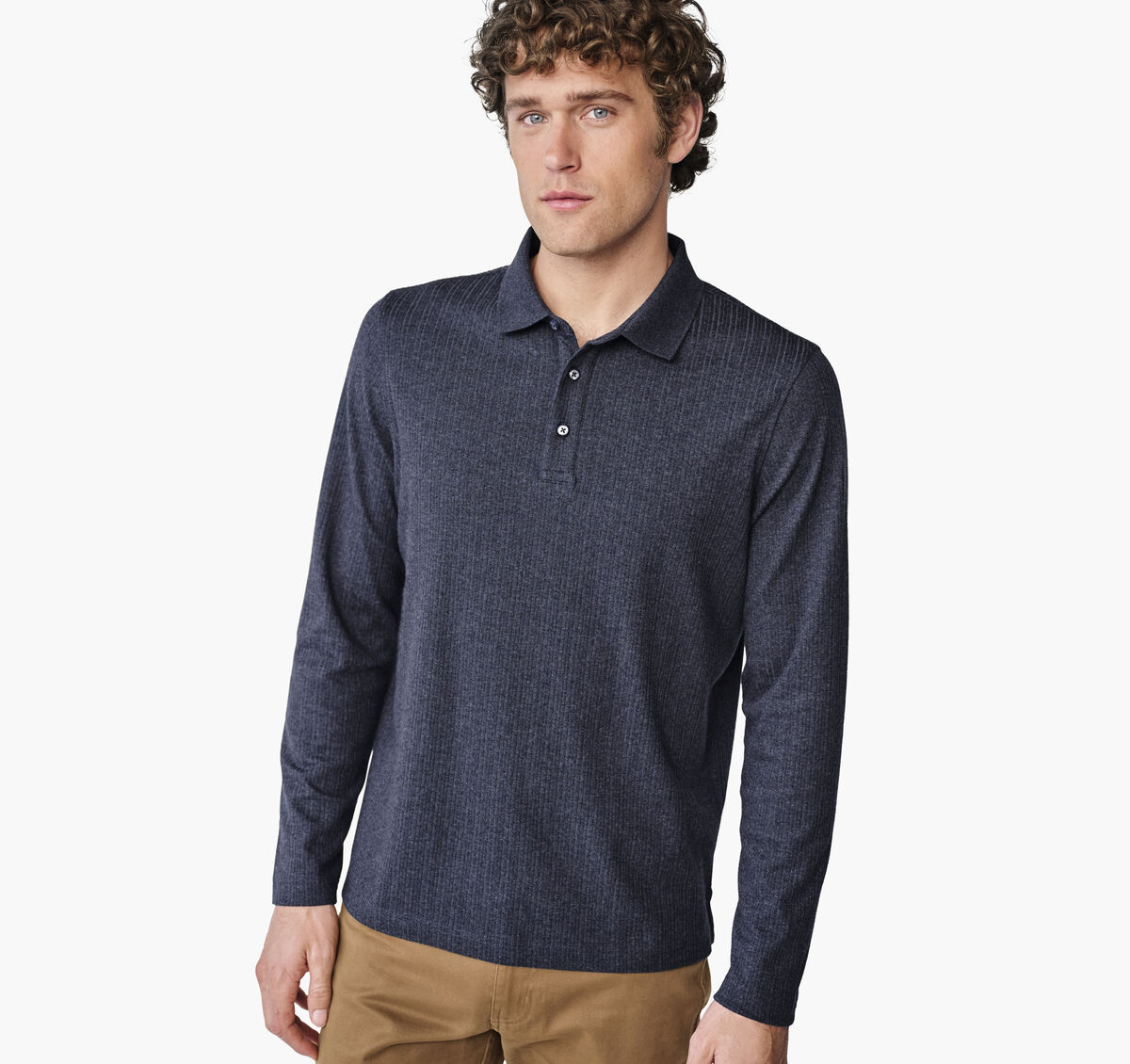 Quincy Ribbed Long-Sleeve Polo image number null