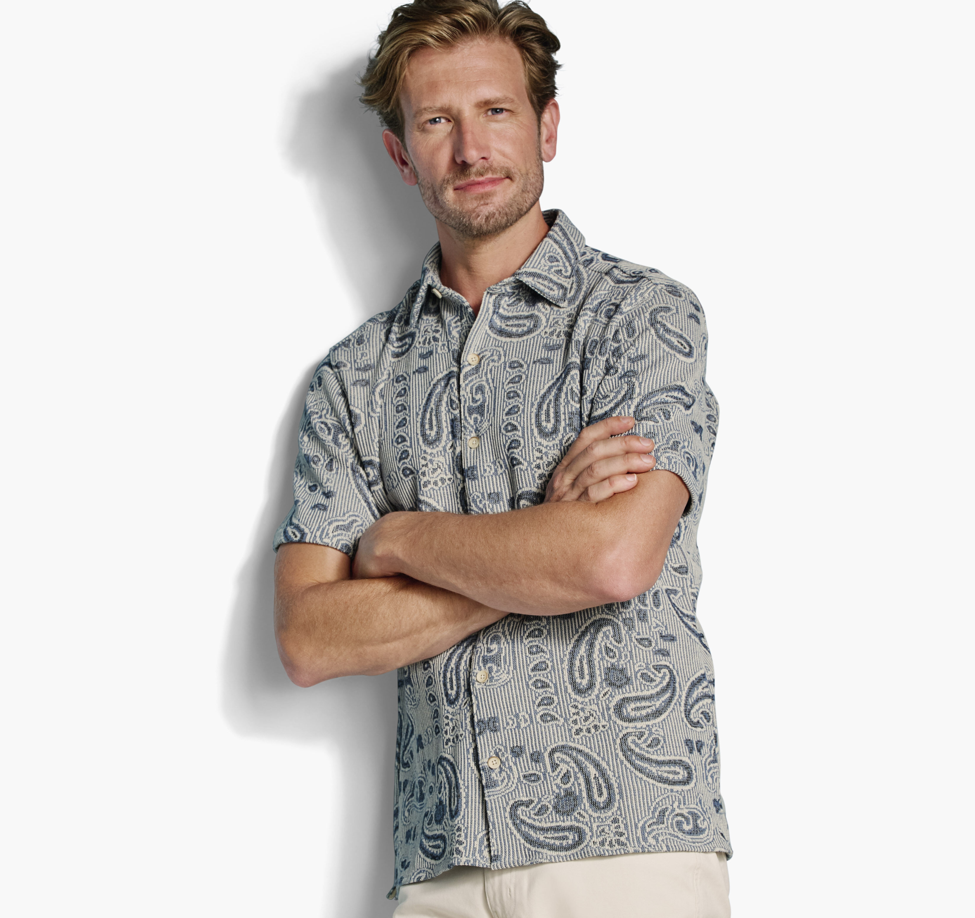 Men's Linden Textured Short-Sleeve Shirt | Johnston & Murphy