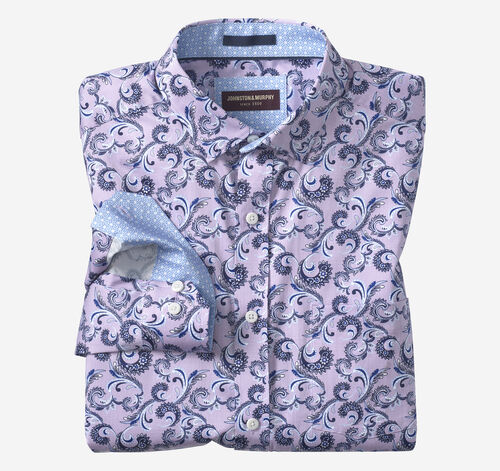 Logan Printed Long-Sleeve Shirt - Purple Checkered Paisley
