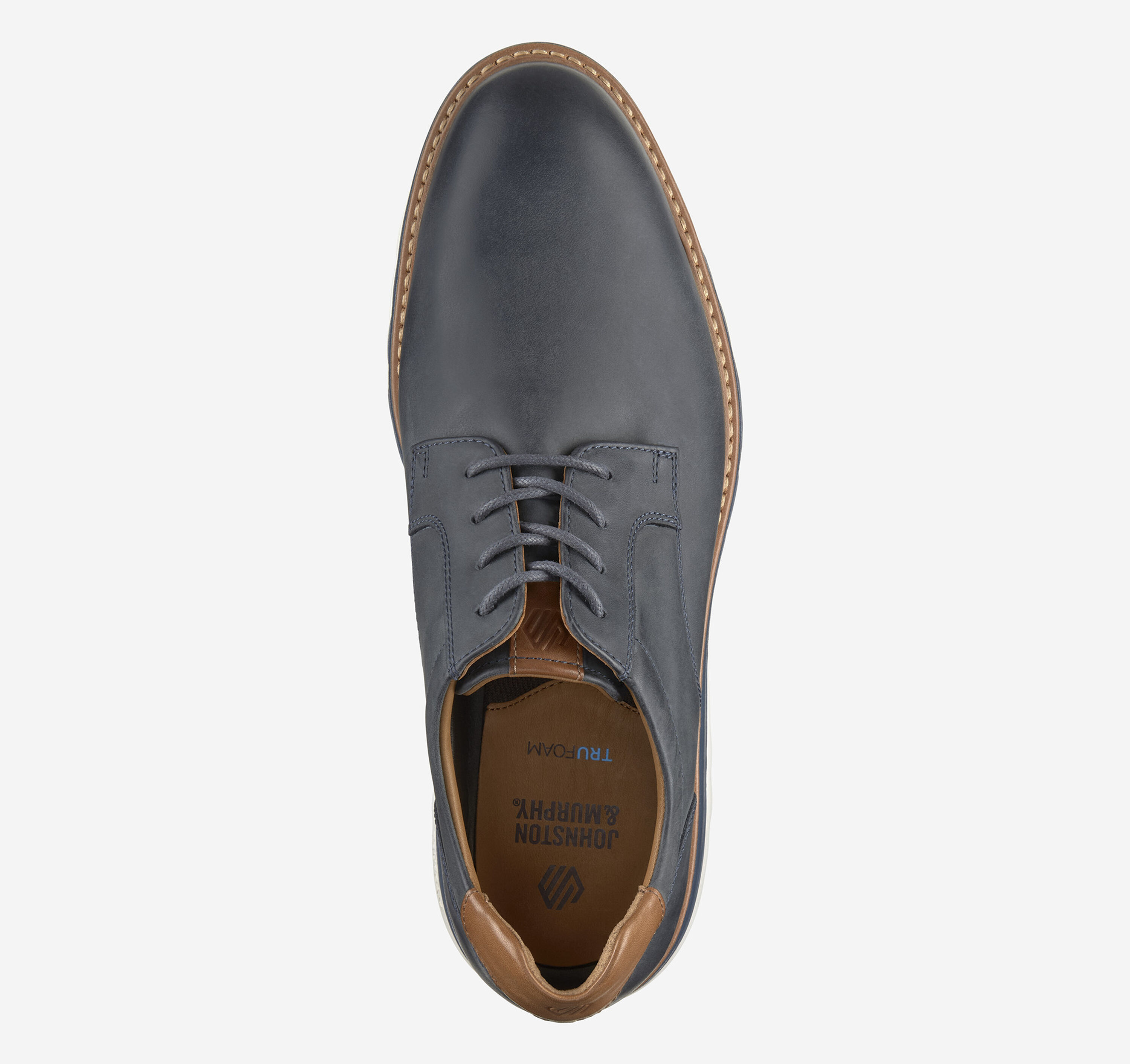 Men's Braxton Plain Toe in Navy Oiled Full Grain | Johnston & Murphy