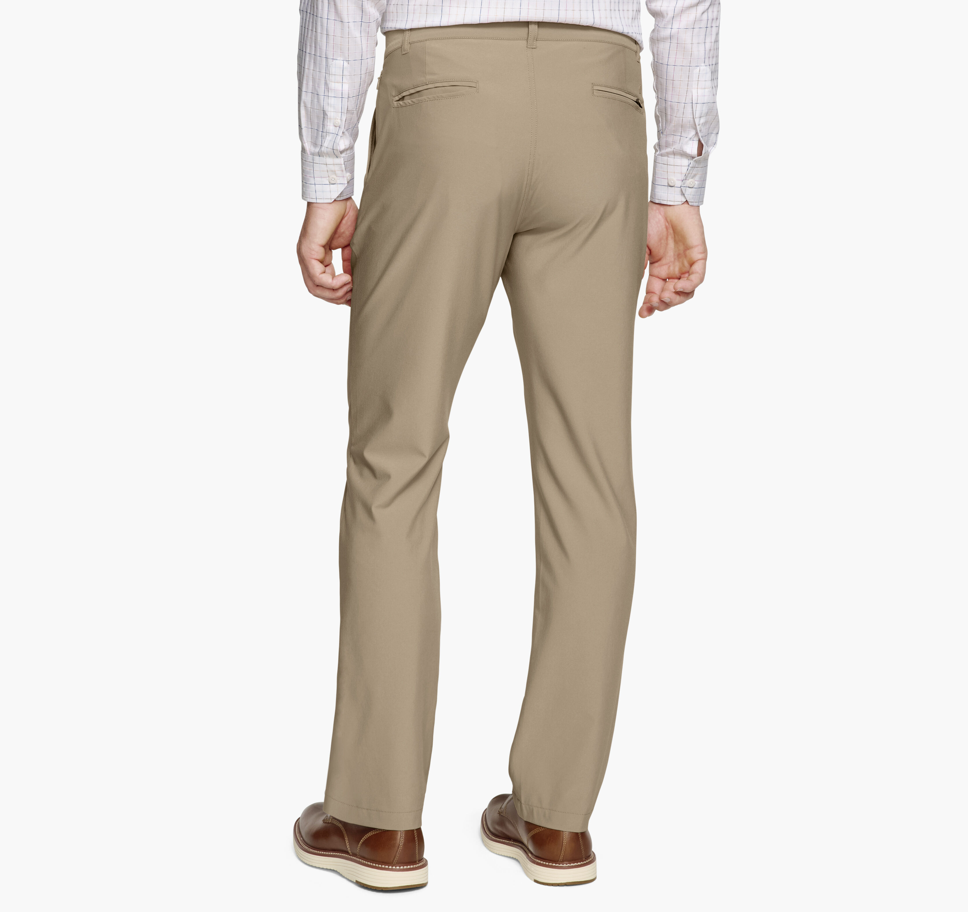 Men's XC4® Performance Flat-Front Pants in Khaki | Johnston & Murphy