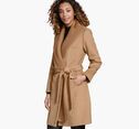 Wool-Blend Coat with Removable Knit Collar image number null