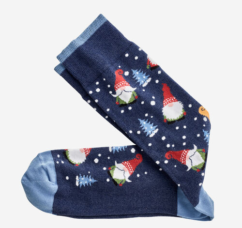 Pima Cotton Holiday-Themed Socks - Blue Gnomes