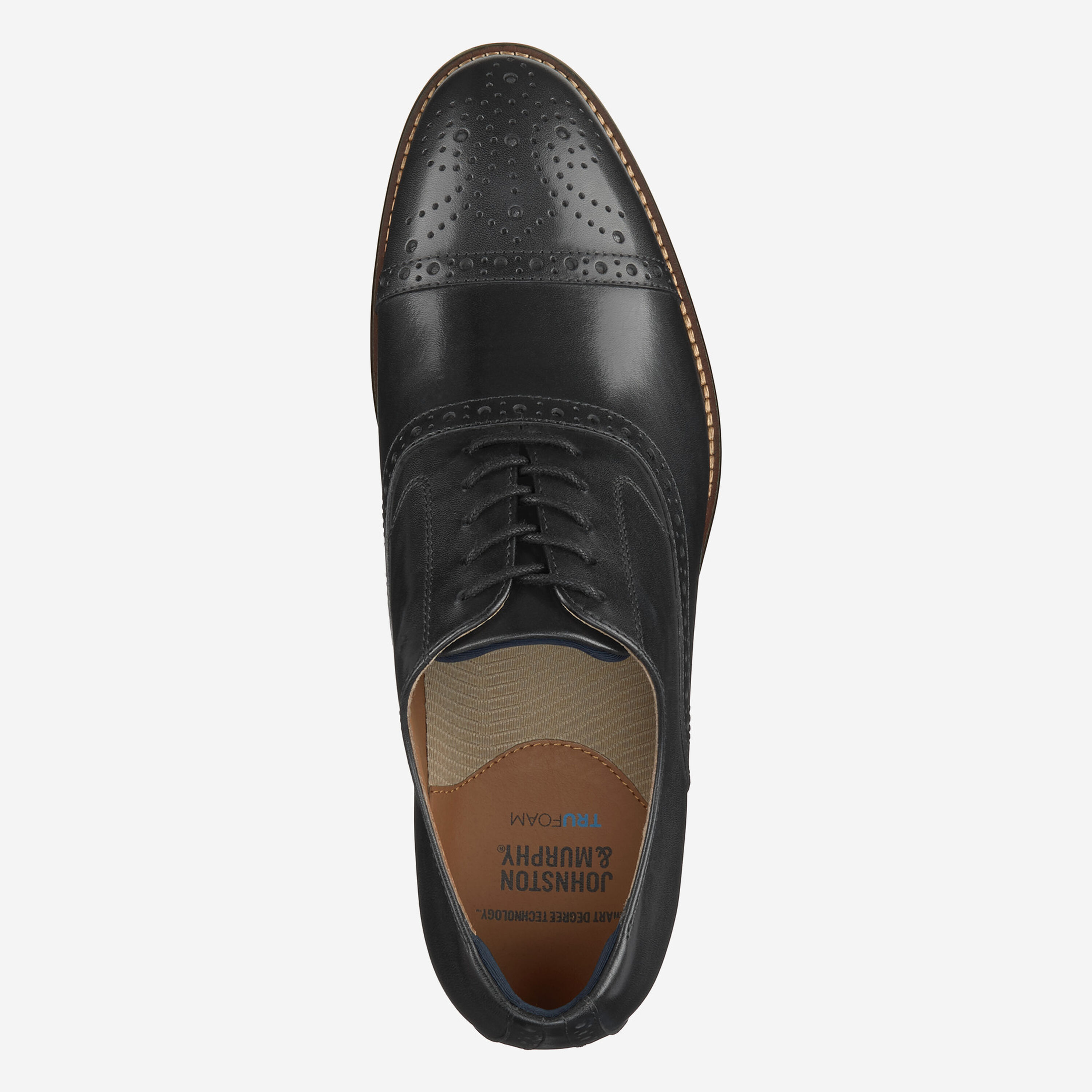 Johnston Murphy Black Leather Conard Cap Toe - 28 Men main image 4