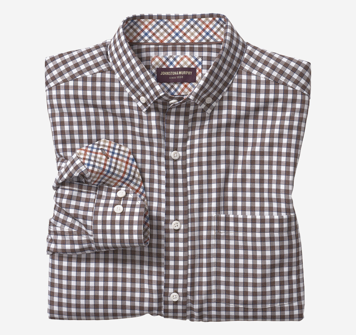 Long-Sleeve Twill Checked Shirt image number null