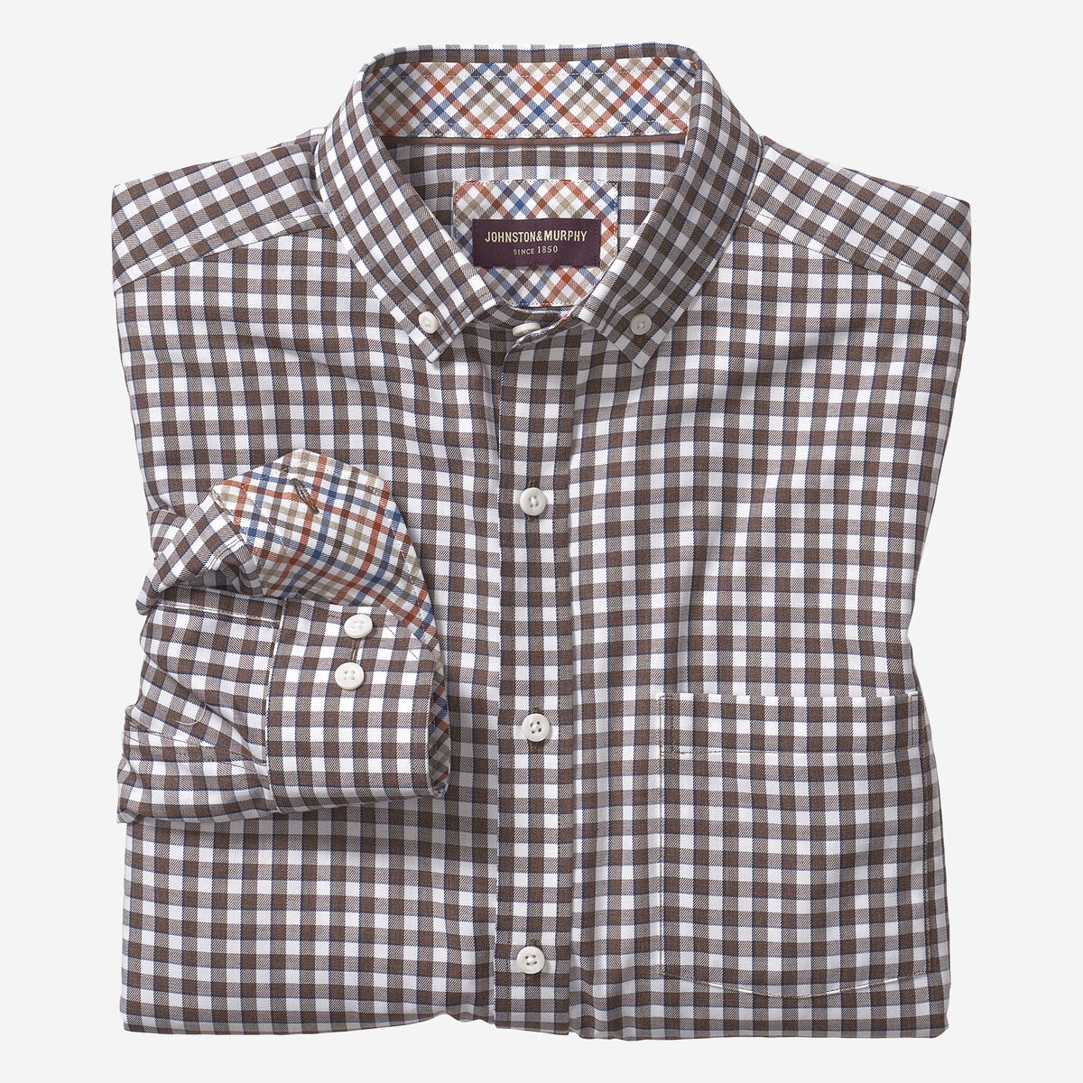Long-Sleeve Twill Checked Shirt image number null