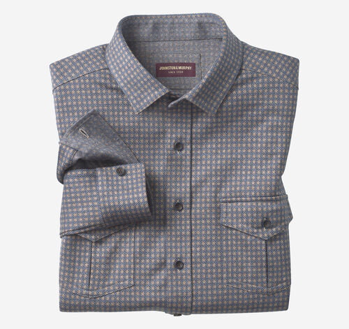 Eason Knit Shirt - Blue/Brown Windowpane