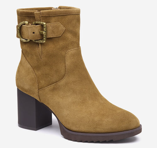 Izzie Buckle Bootie - Whiskey Waterproof Suede