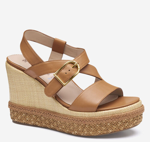 Addison Asymmetrical Wedge - Cognac Nappa Leather