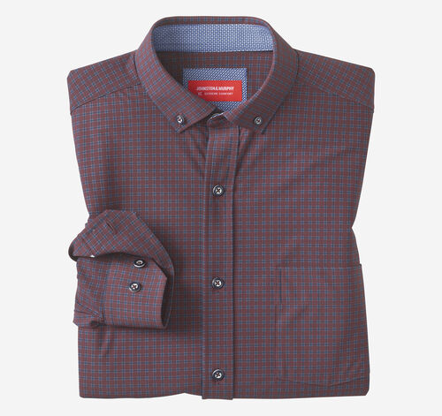 XC+&trade; Motion Long-Sleeve Sport Knit Shirt - Burgundy Two-Tone Windowpane