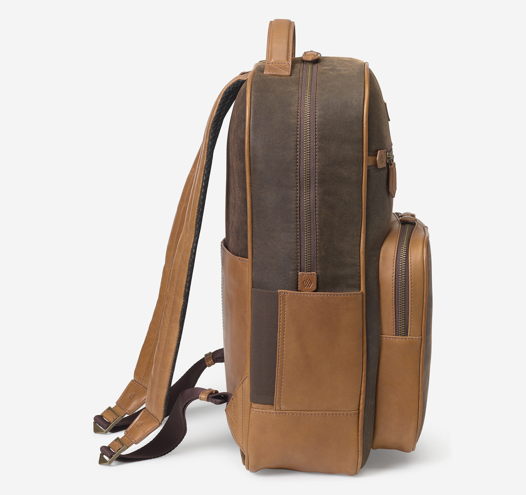 Men's Rhodes Backpack in Brown Antique Cotton/Tan Full Grain