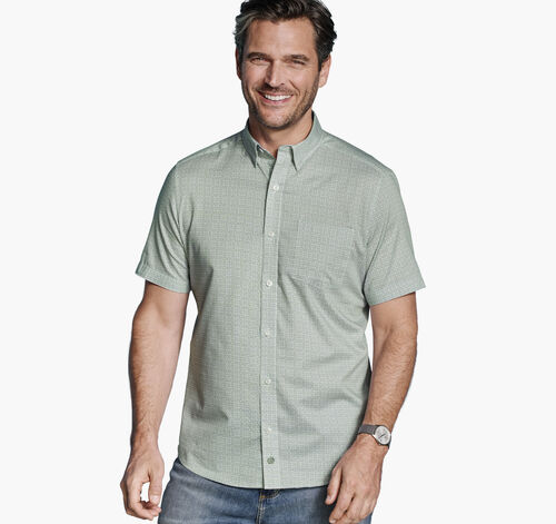 Logan Printed Short-Sleeve Shirt - Green Hashed Squares