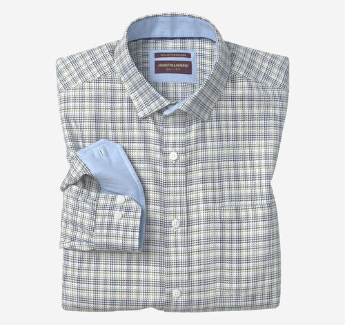 Ovation Non-Iron Dress Shirt - Green/Navy Houndstooth