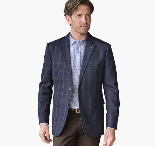 Townsend Dress Wool Blazer - Navy Brown Plaid