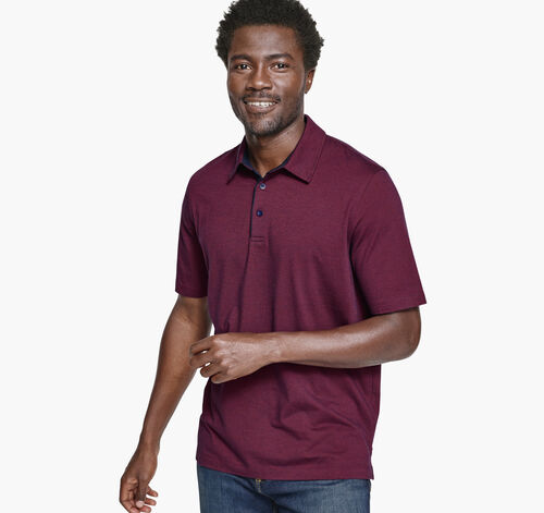 Fine-Stripe Polo - Burgundy