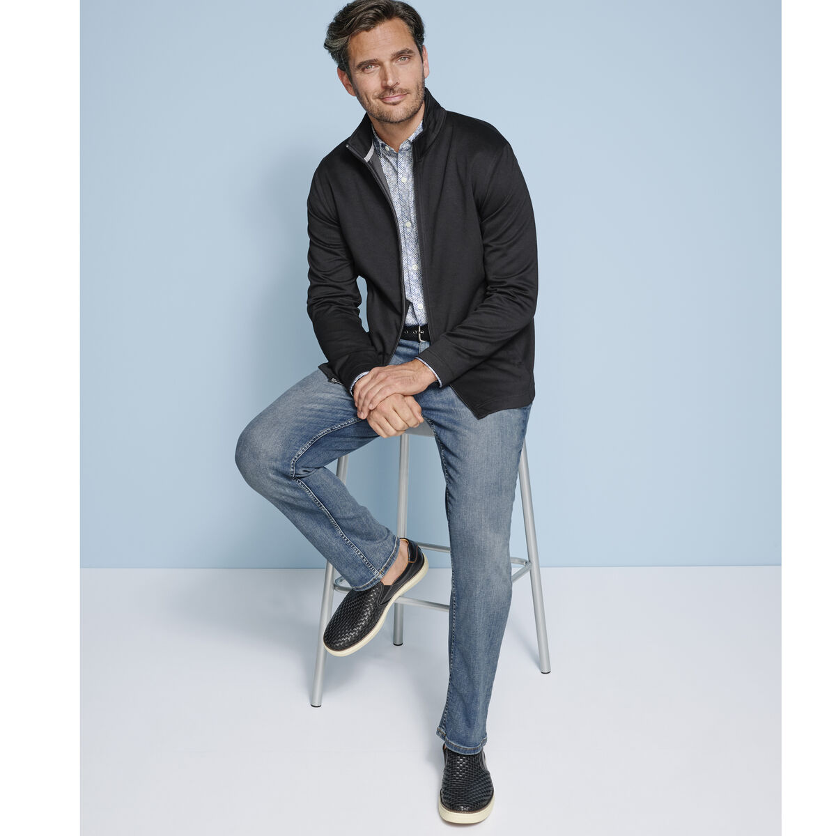 Solid Full-Zip Knit Jacket image number null