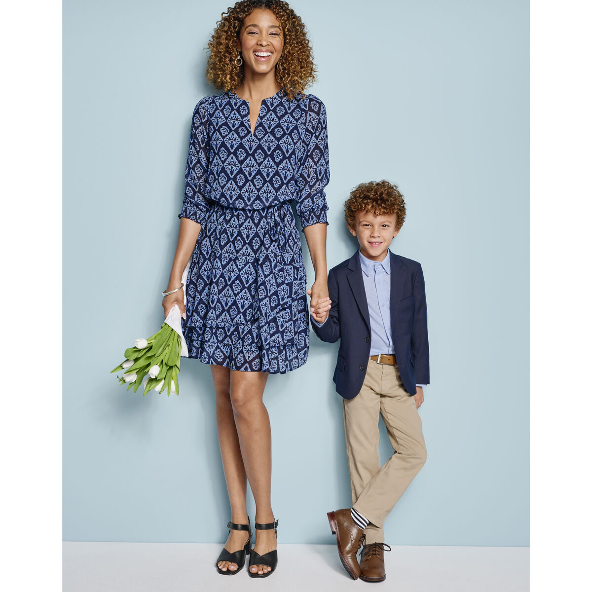 Tiered V-Neck Print Dress image number null