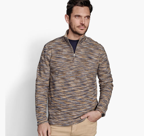Reversible Space-Dyed Quarter-Zip - Brown/Oatmeal