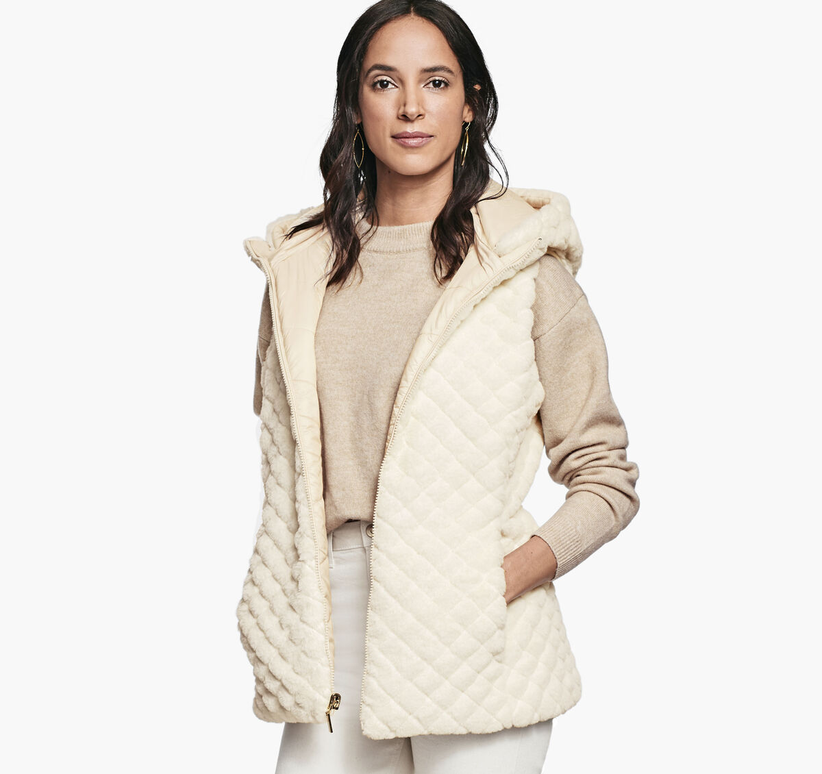 Reversible Faux-Fur Hooded Vest image number null