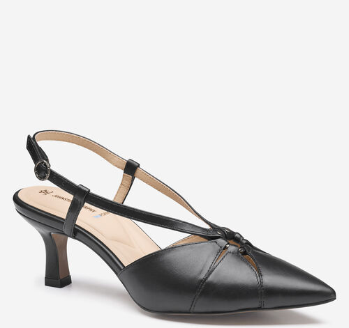 Lindsey Ring Slingback - Black Glove Leather