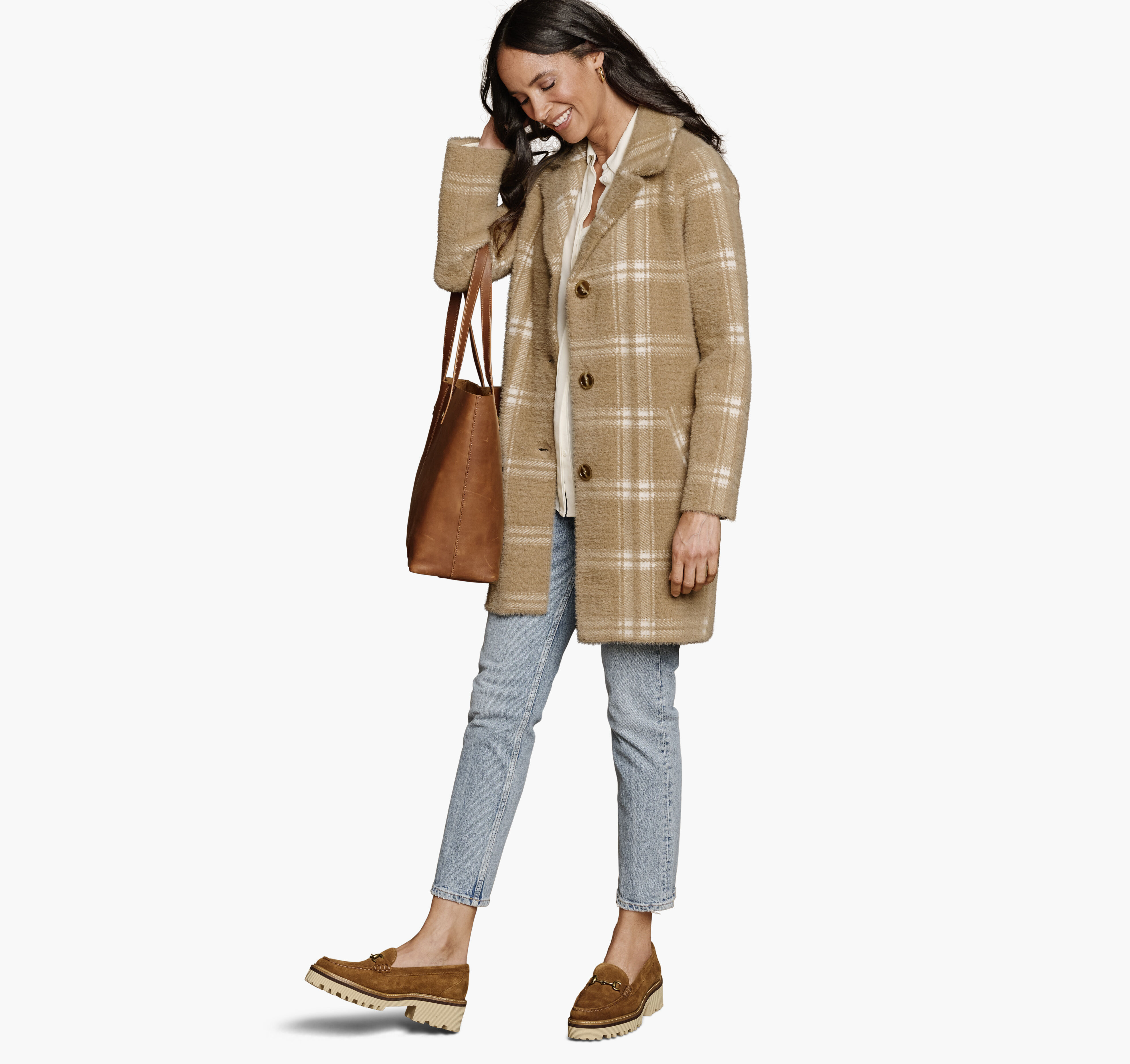 Eyelash Plaid Coatigan