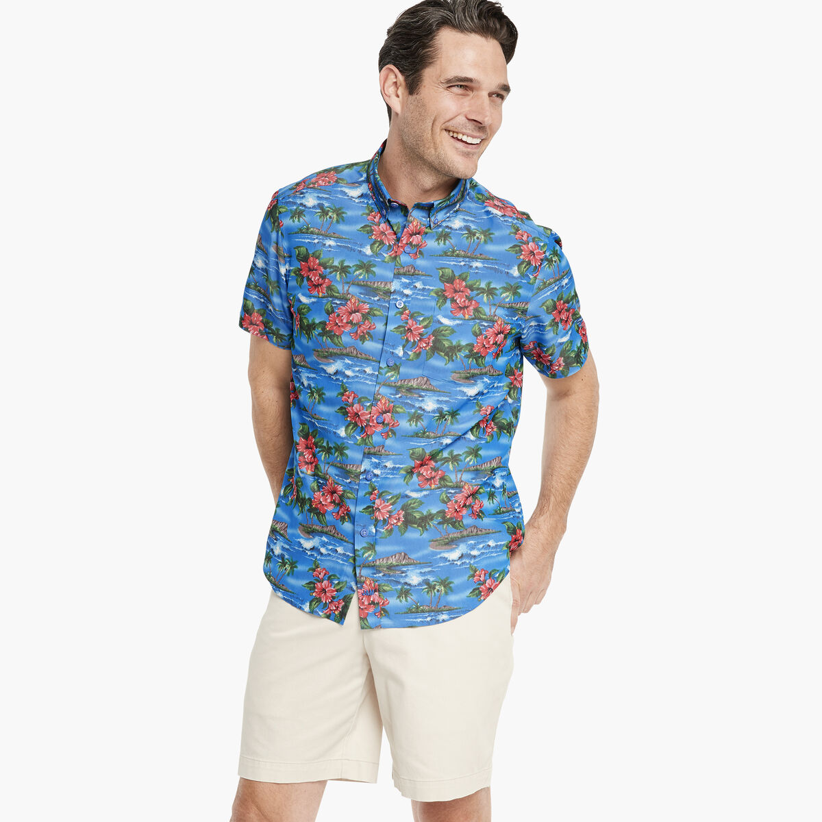 Silky Short-Sleeve Print Shirt image number null