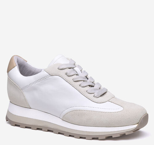 Piper T-Toe Lace-Up - White Nappa Leather/Suede
