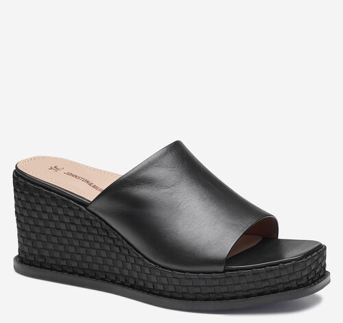 Mallory Slide Wedge - Black Nappa Leather