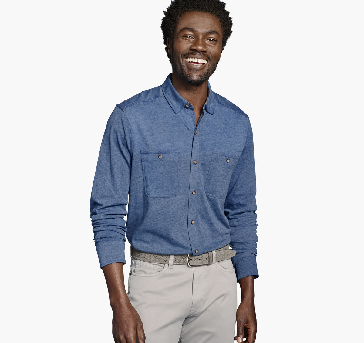 XC Flex&reg; Stretch Indigo Long-Sleeve Shirt image number null