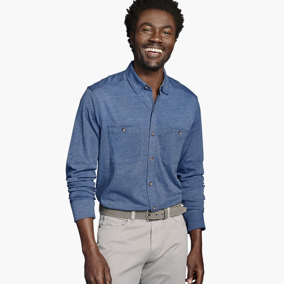 XC Flex® Stretch Indigo Long-Sleeve Shirt image number null