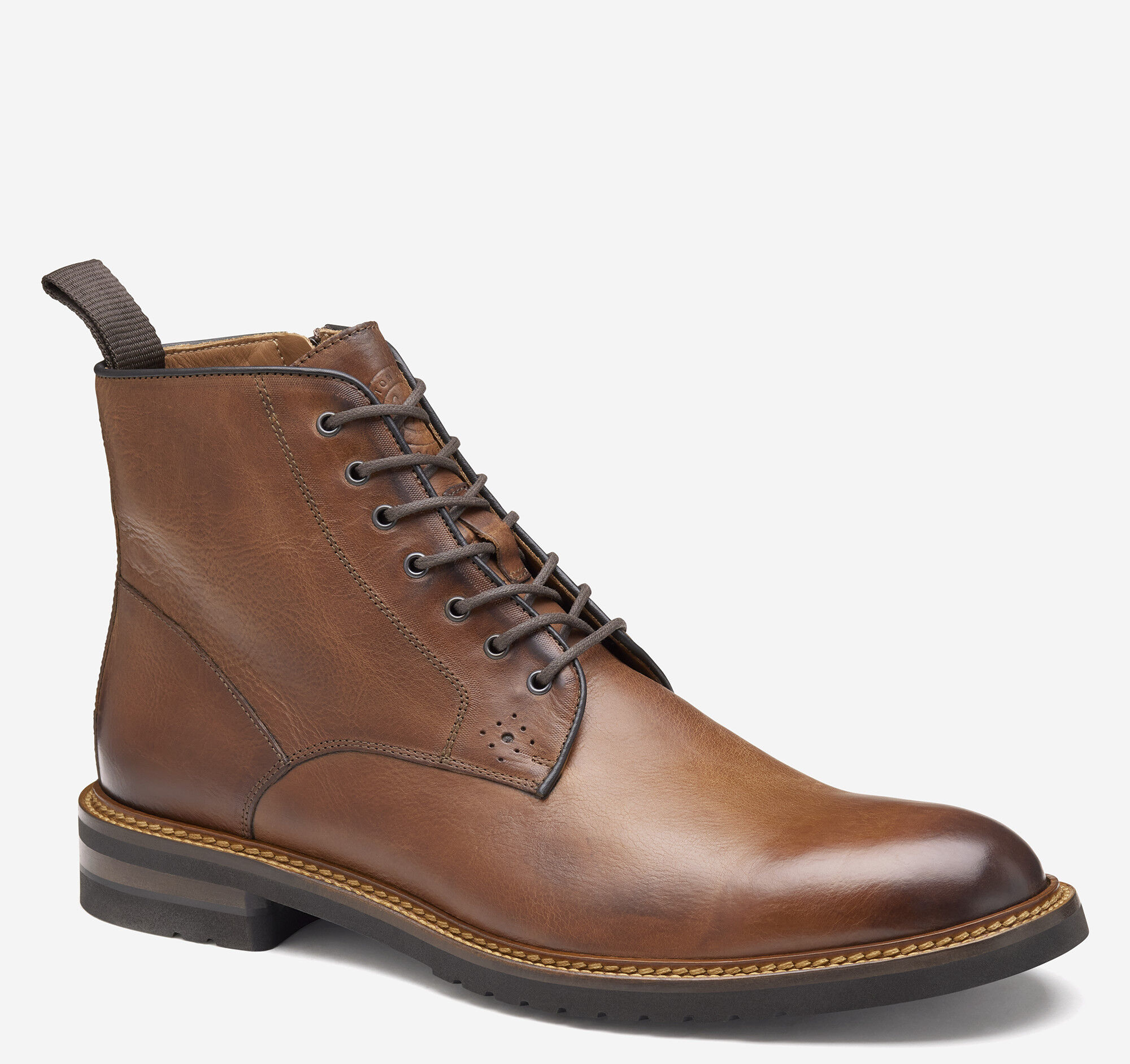 Men's Hartford Plain Toe Boot in Tan Italian Calfskin | Johnston