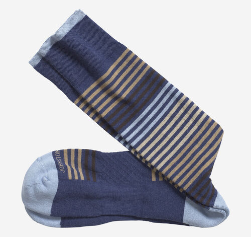 First In Comfort Heather Stripe Socks - Blue