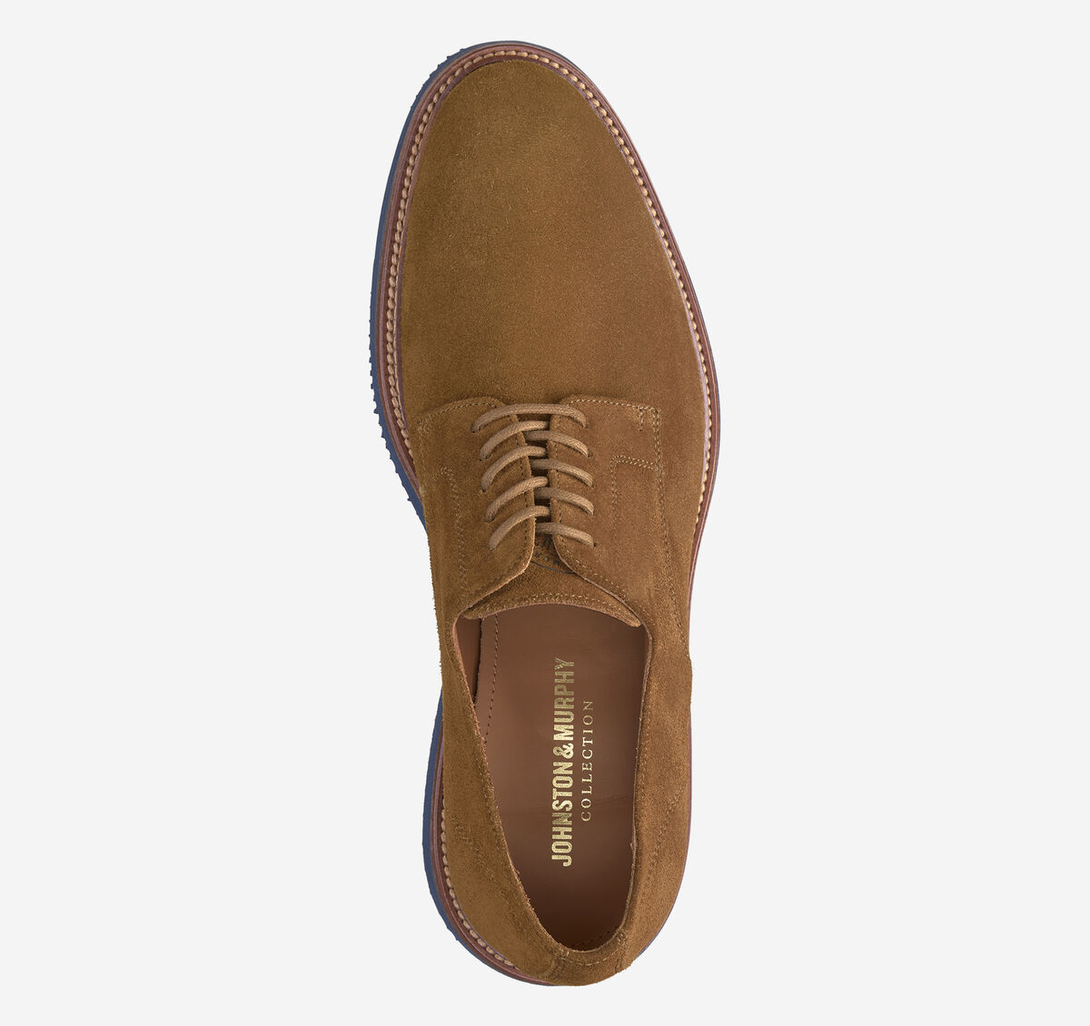 Johnston & Murphy Jenson Plain Toe in snuff suede, top view