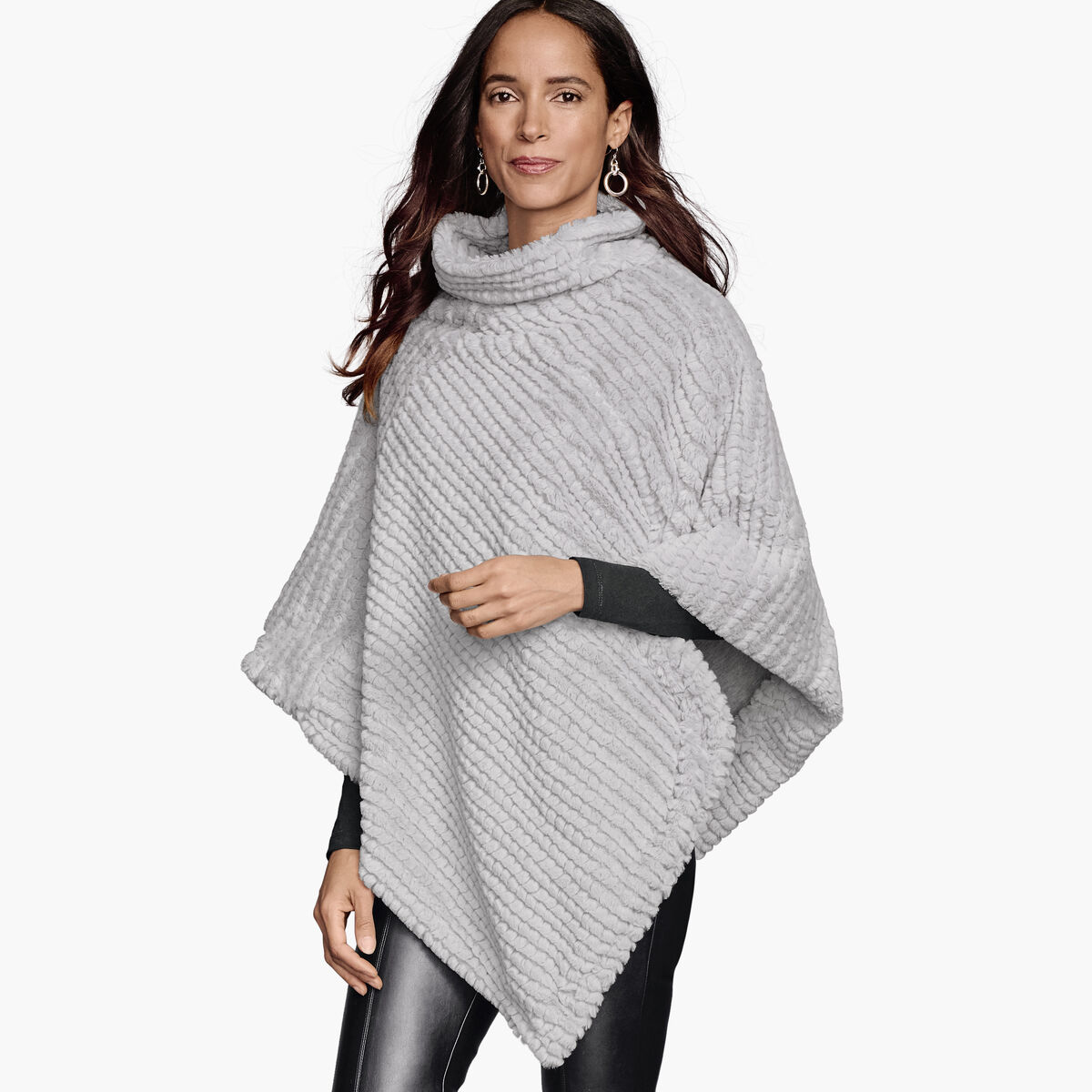 Reversible Faux-Fur Poncho image number null