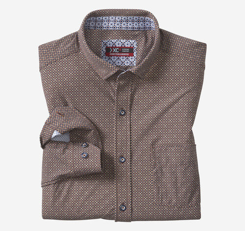 XC4® Motion Long-Sleeve Print Knit Shirt - Mahogany Star Grid
